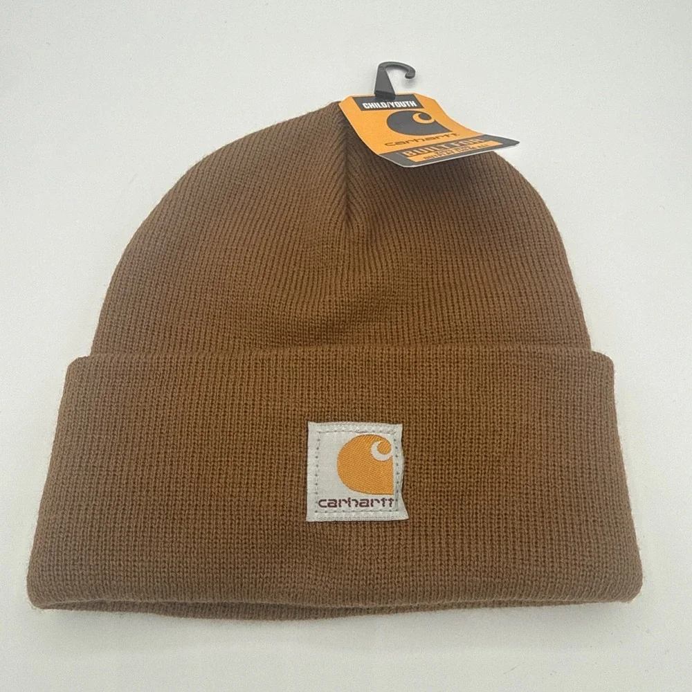 Carhartt Youth Tan Classic Brown Acrylic Watch Beanie Kids Hat NWT AH8905